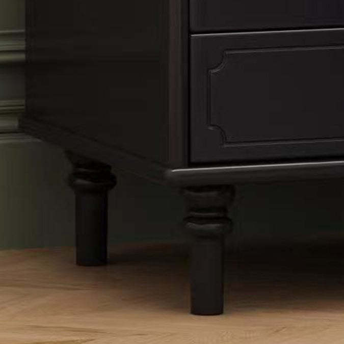 French Wood Metal Glass Striped 1-Drawer Nightstand