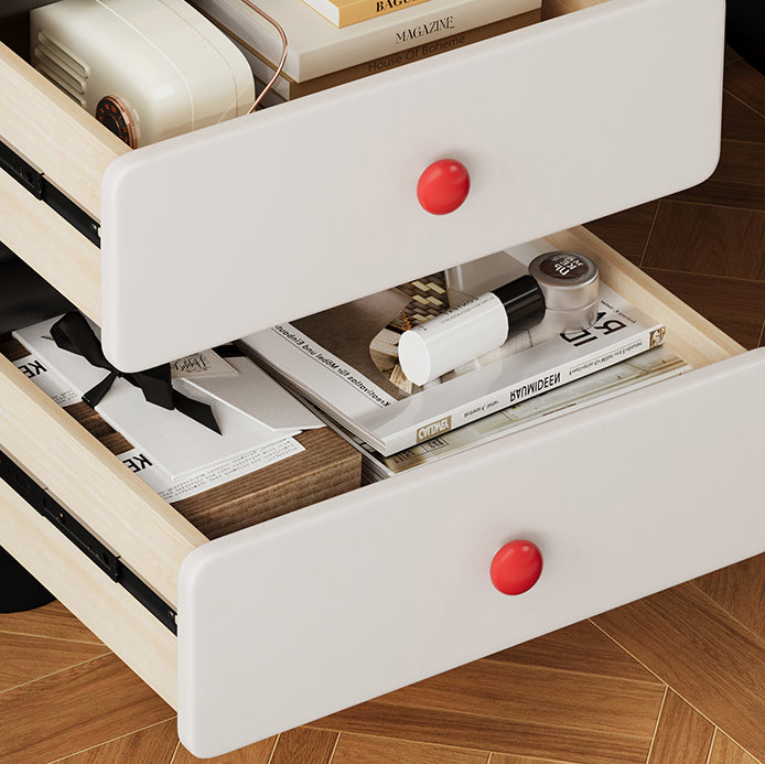 Minimalist Faux Leather 2-Drawer Nightstand — Black
