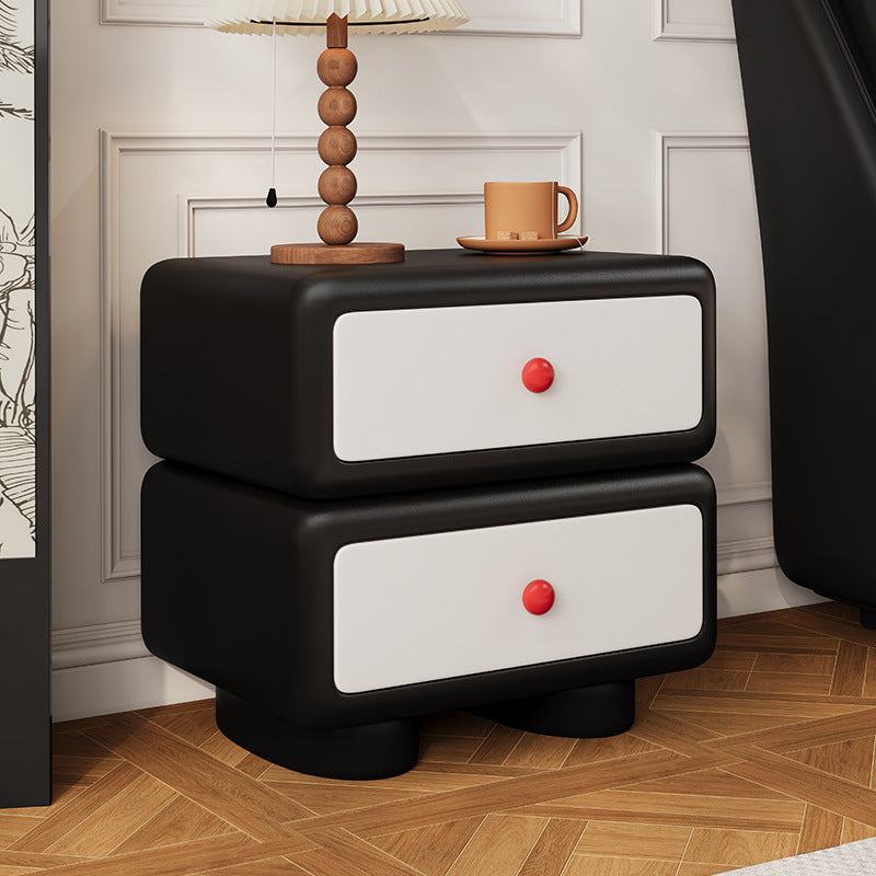 Minimalist Faux Leather 2-Drawer Nightstand