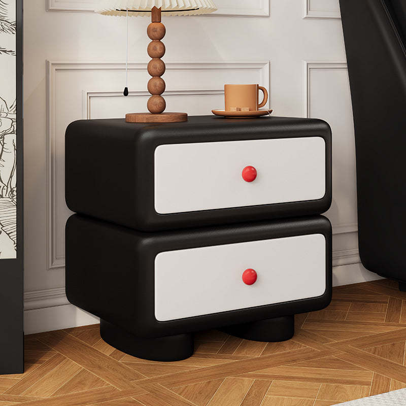 Minimalist Faux Leather 2-Drawer Nightstand