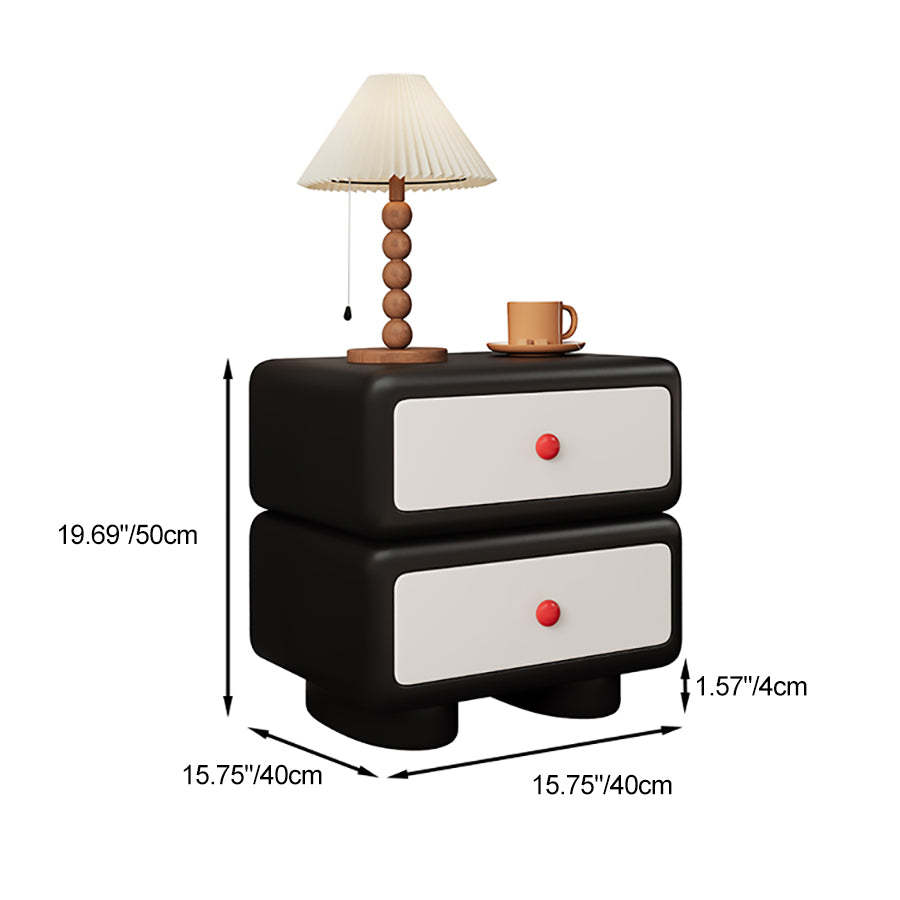 Minimalist Faux Leather 2-Drawer Nightstand — Khaki