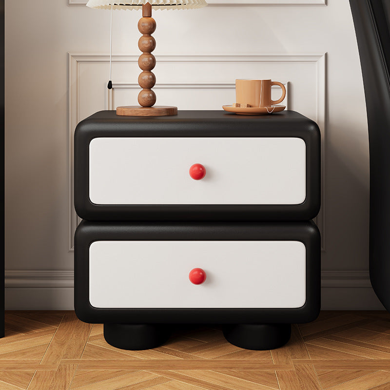 Minimalist Faux Leather 2-Drawer Nightstand
