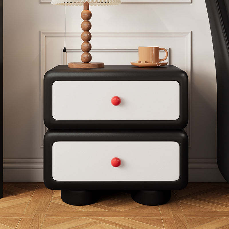 Minimalist Faux Leather 2-Drawer Nightstand