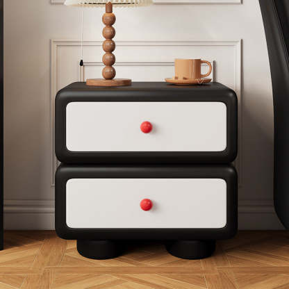 Minimalist Faux Leather 2-Drawer Nightstand