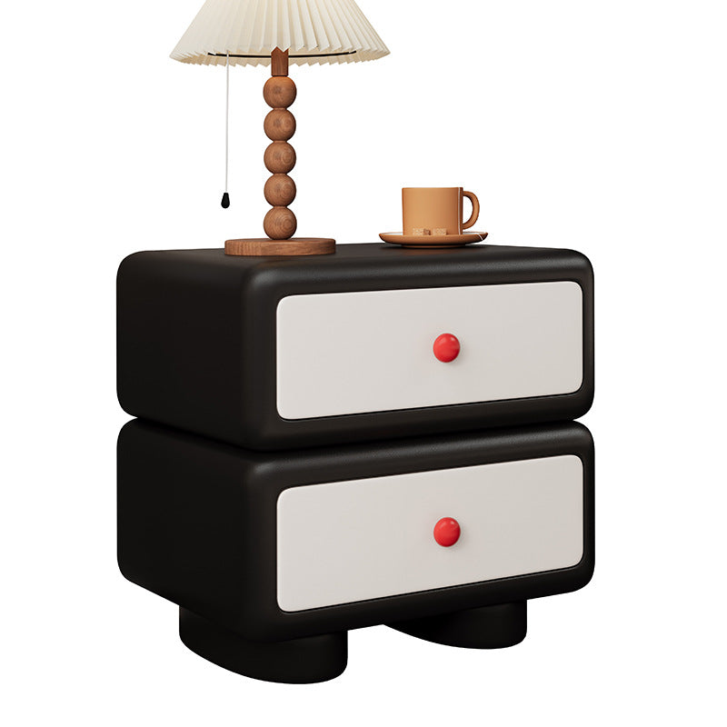 Minimalist Faux Leather 2-Drawer Nightstand