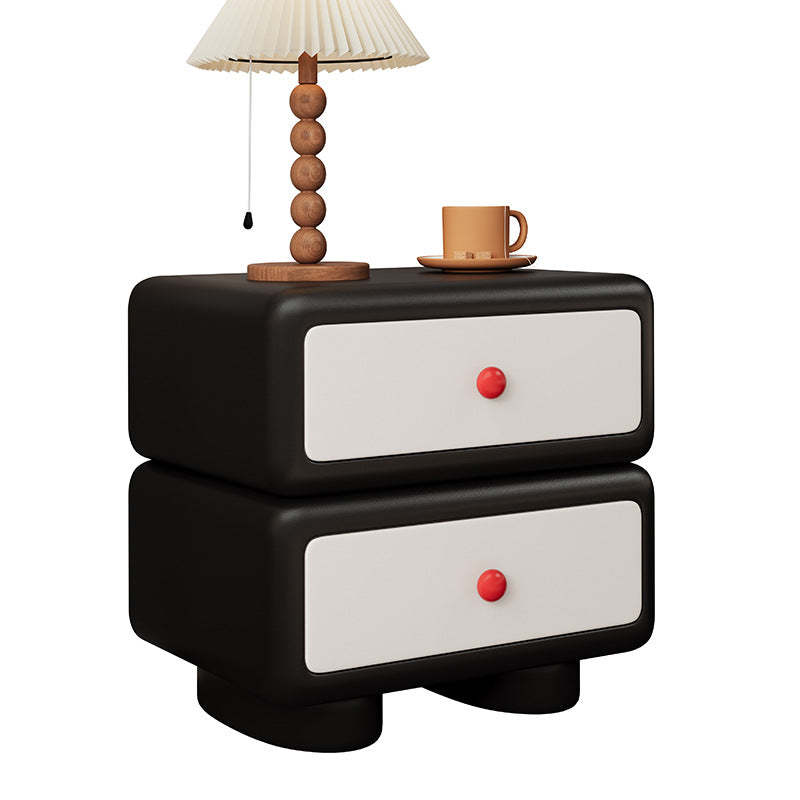 Minimalist Faux Leather 2-Drawer Nightstand