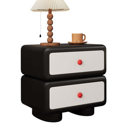 Minimalist Faux Leather 2-Drawer Nightstand