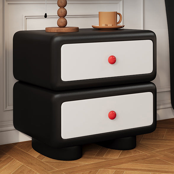 Minimalist Faux Leather 2-Drawer Nightstand