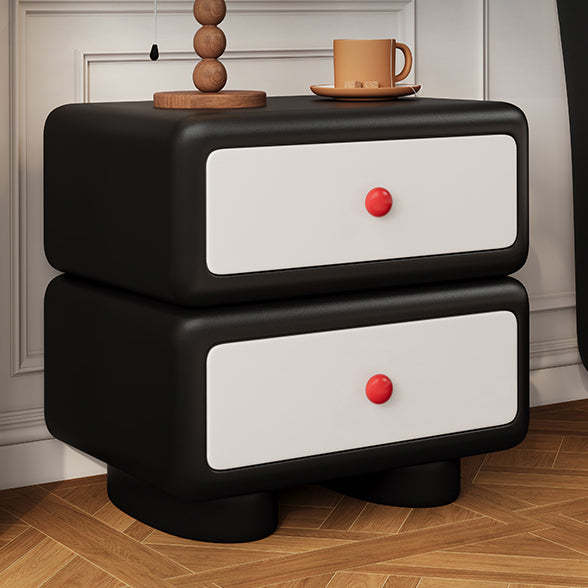 Minimalist Faux Leather 2-Drawer Nightstand