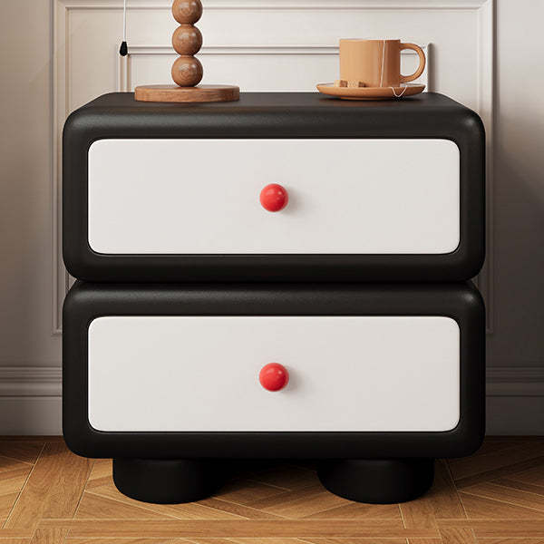 Minimalist Faux Leather 2-Drawer Nightstand