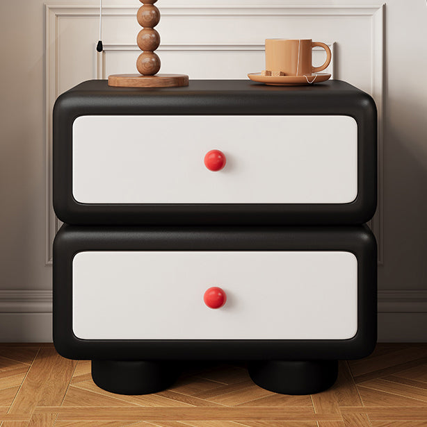 Minimalist Faux Leather 2-Drawer Nightstand