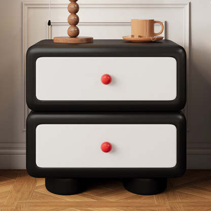 Minimalist Faux Leather 2-Drawer Nightstand