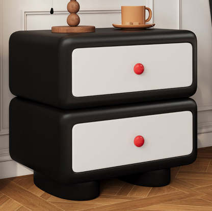 Minimalist Faux Leather 2-Drawer Nightstand