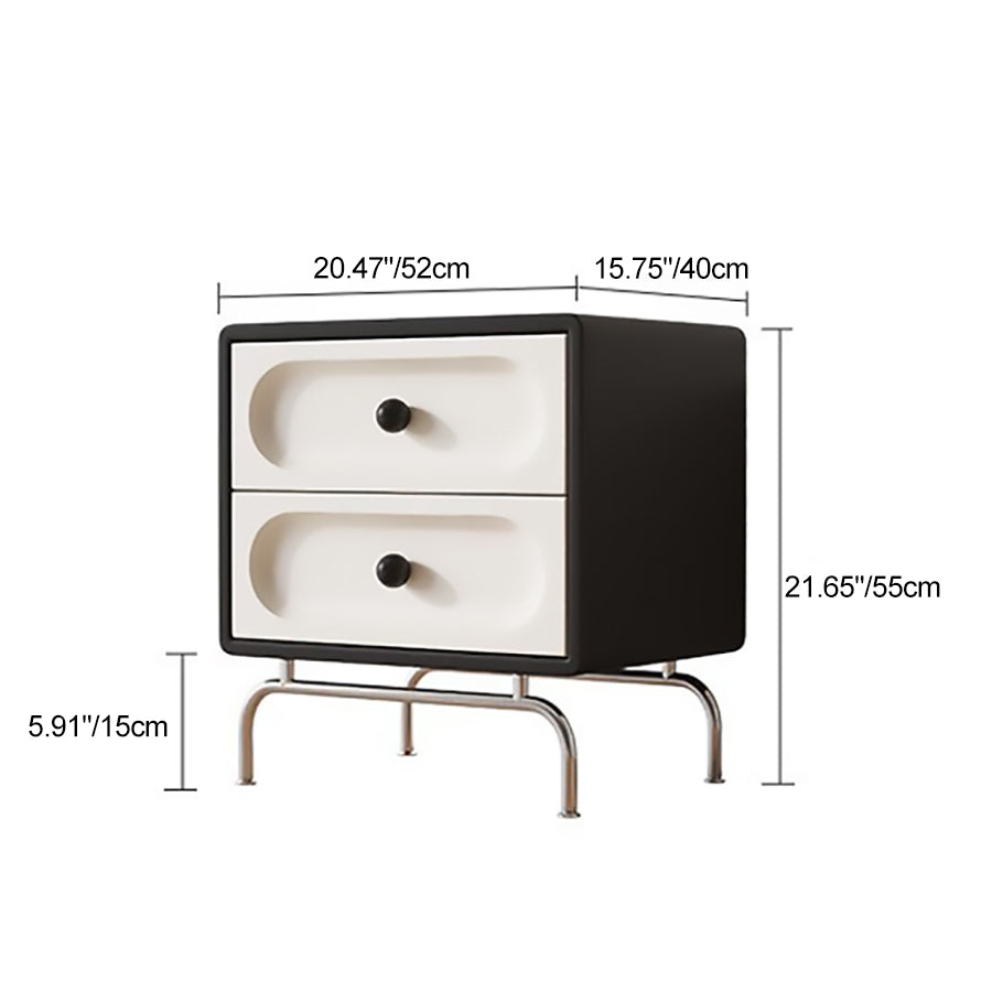 Minimalist Solid Wood 2-Drawer Curved Nightstand