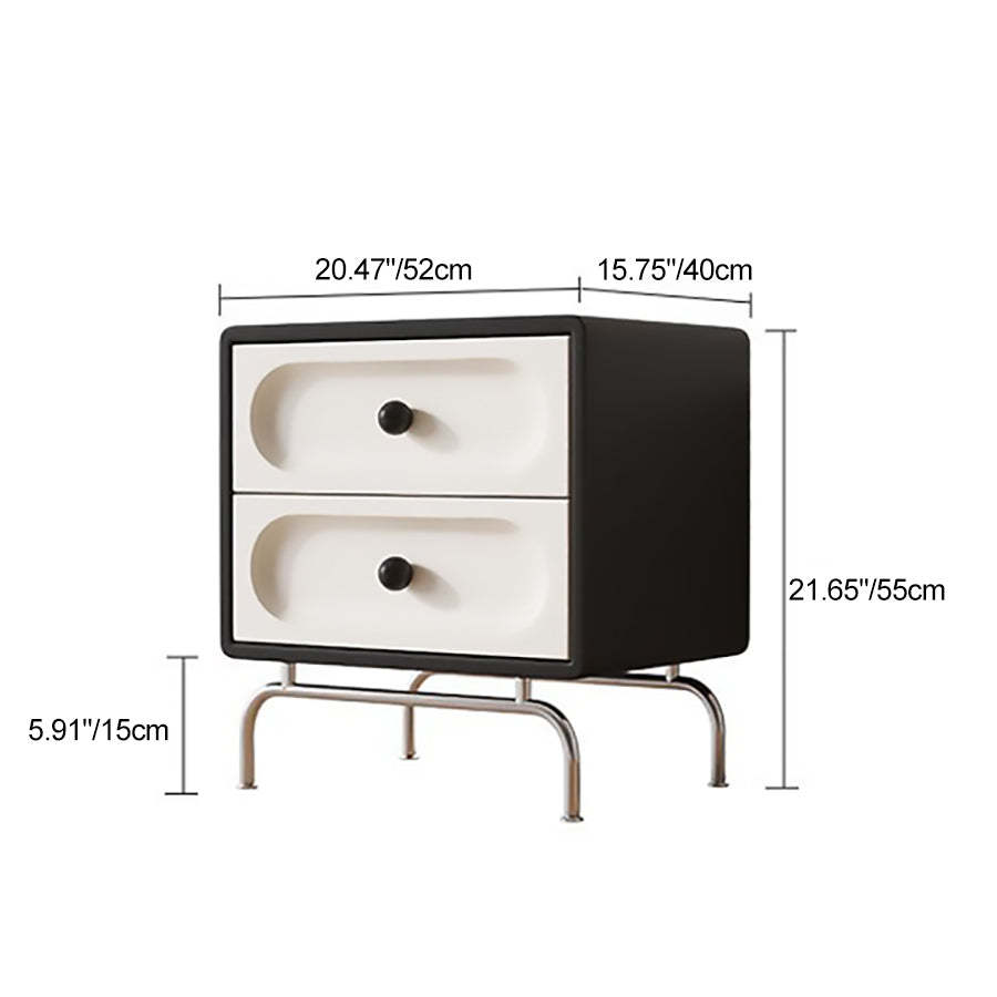 Minimalist Solid Wood 2-Drawer Curved Nightstand