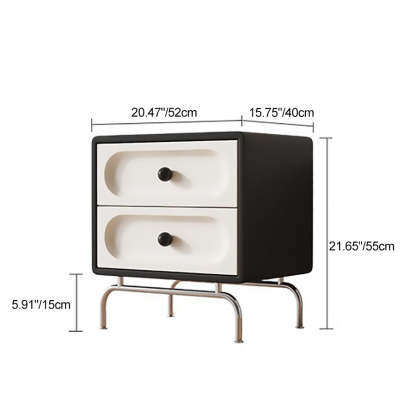 Minimalist Solid Wood 2-Drawer Curved Nightstand