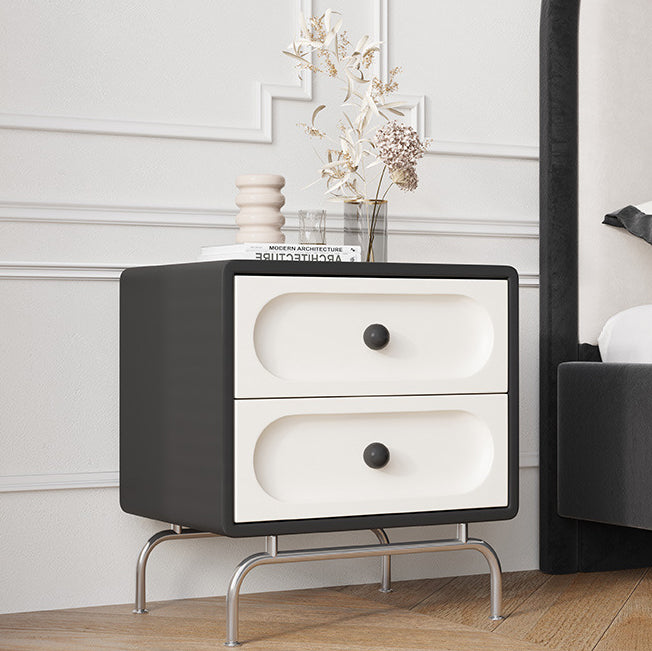 Minimalist curved solid wood steel nightstands, Lighom