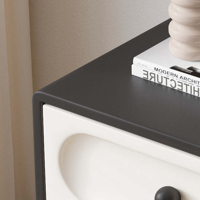 Minimalist Solid Wood 2-Drawer Curved Nightstand
