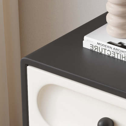 Minimalist Solid Wood 2-Drawer Curved Nightstand