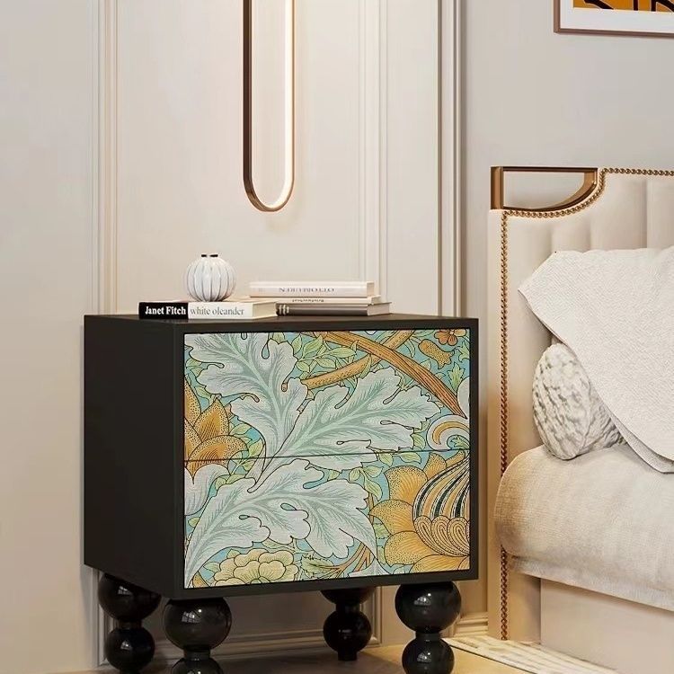 French Wood Rounded Ball 2-Drawer Nightstand — J