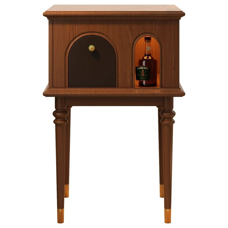 French Wood Rounded Cylindrical Side Table