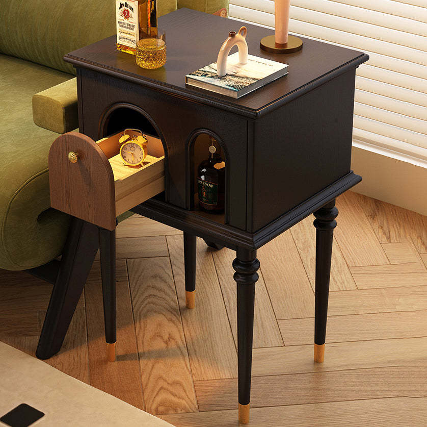 French Wood Rounded Cylindrical Side Table
