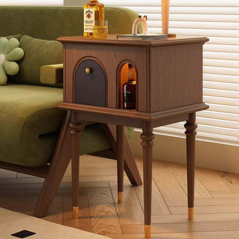 French Wood Rounded Cylindrical Side Table