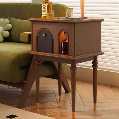 French Wood Rounded Cylindrical Side Table
