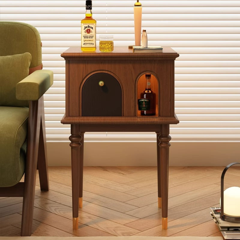 French Wood Rounded Cylindrical Side Table