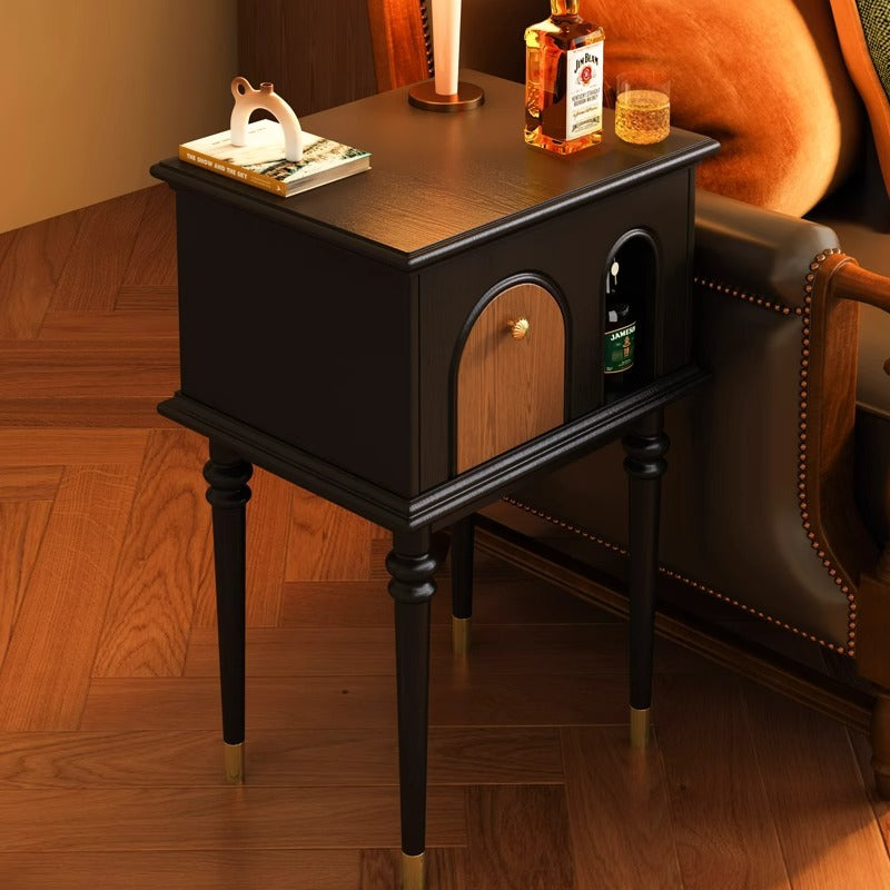 French Wood Rounded Cylindrical Side Table