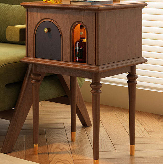 French Wood Rounded Cylindrical Side Table