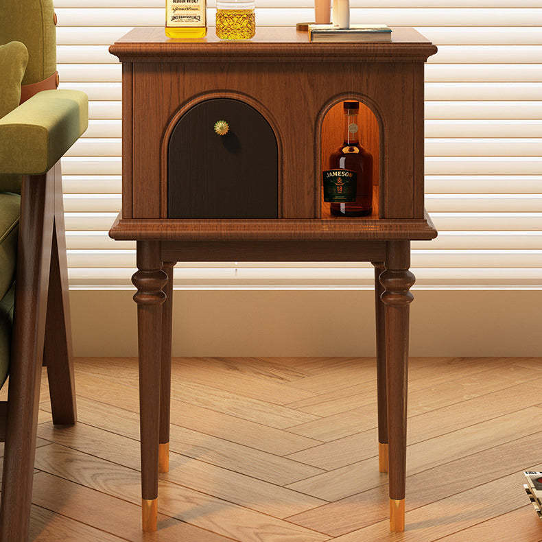 French Wood Rounded Cylindrical Side Table