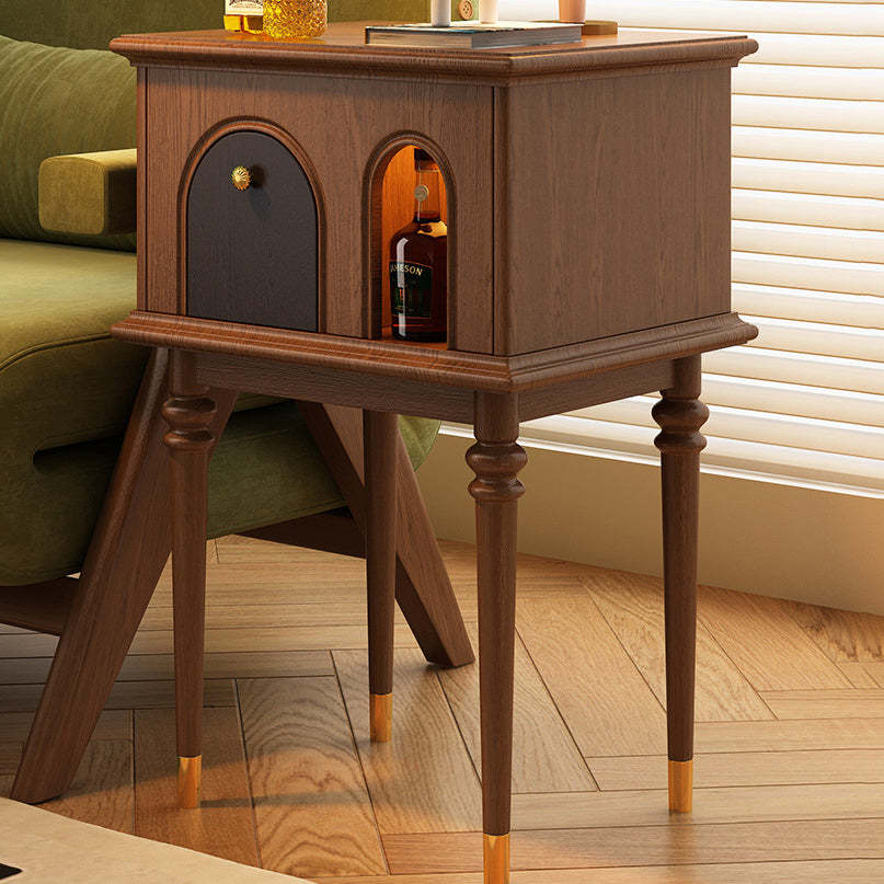 French Wood Rounded Cylindrical Side Table