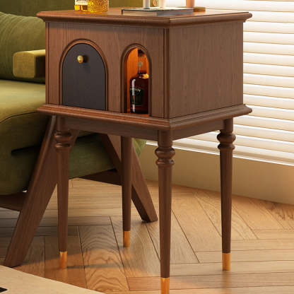 French Wood Rounded Cylindrical Side Table