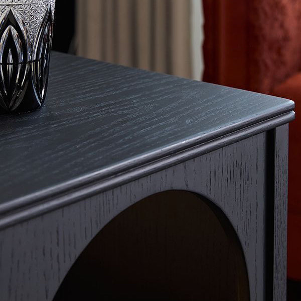 Vintage Wood Metal Semi-Circular 1-Drawer Nightstand