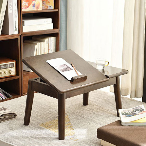 Japanese Wood 1-Tier End Table — Walnut Color