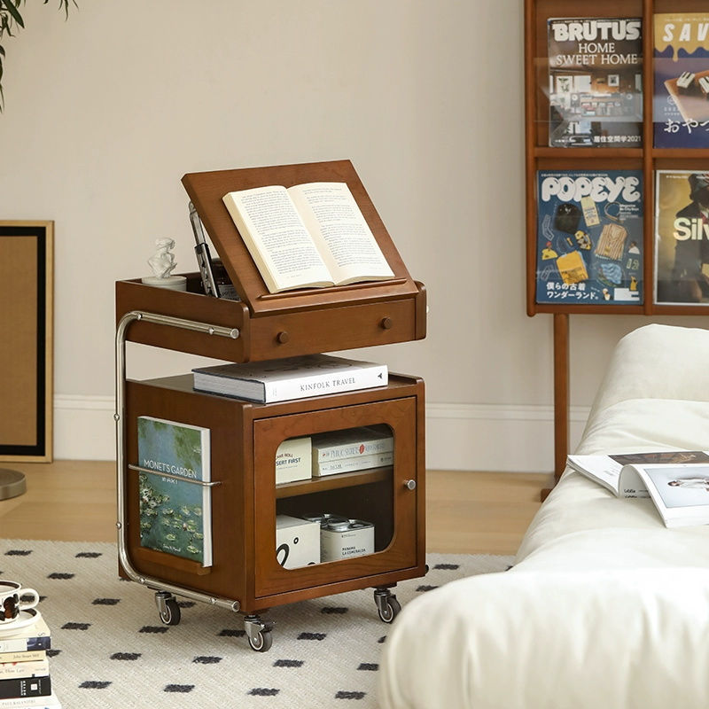 2-tier robot-shaped glass wood metal nightstands for living room