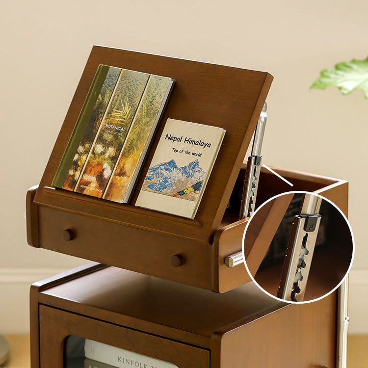 Chinese Wood Glass Robot-Shaped 2-Tier Movable Nightstand