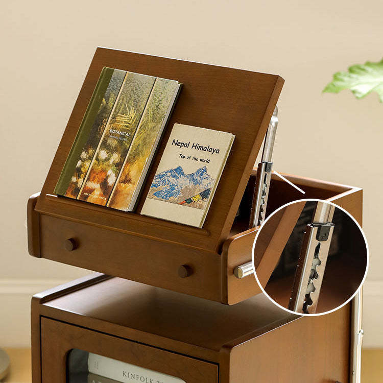 Chinese Wood Glass Robot-Shaped 2-Tier Movable Nightstand