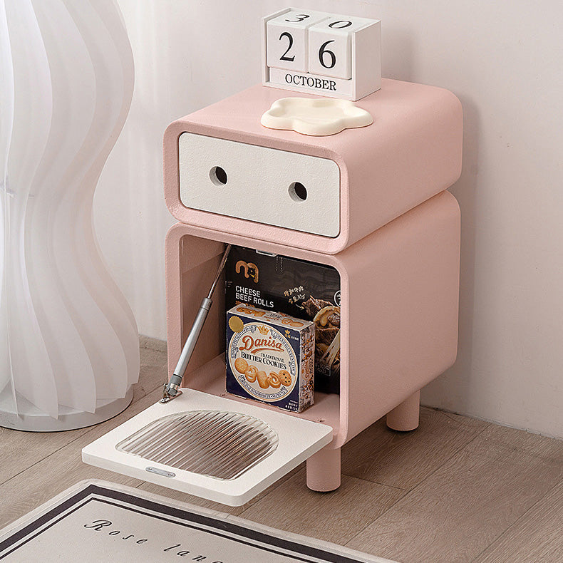 Robot-Shaped Rounded Nightstand 2-Drawer — Pink
