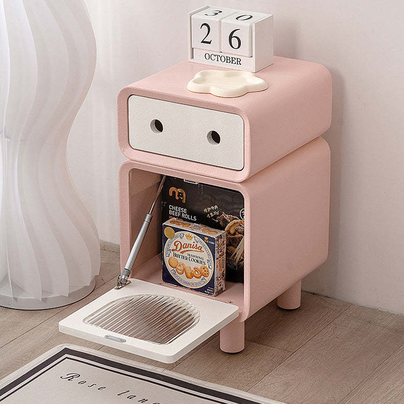 Robot-Shaped Rounded Nightstand 2-Drawer — Pink