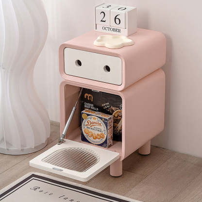 Robot-Shaped Rounded Nightstand 2-Drawer — Pink
