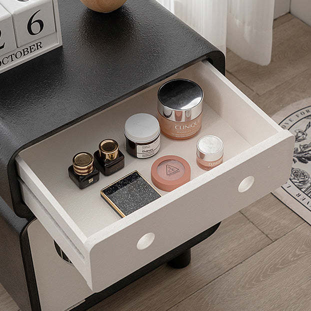 Robot-Shaped Rounded Nightstand 2-Drawer — White