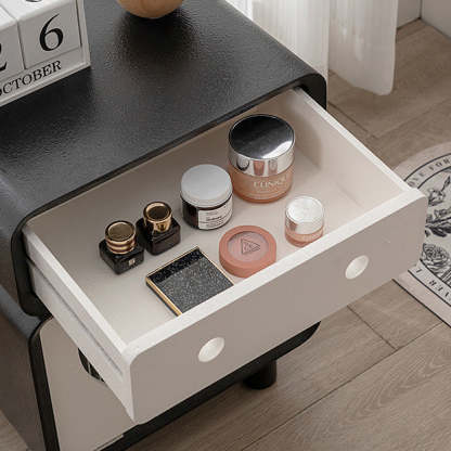 Robot-Shaped Rounded Nightstand 2-Drawer — White