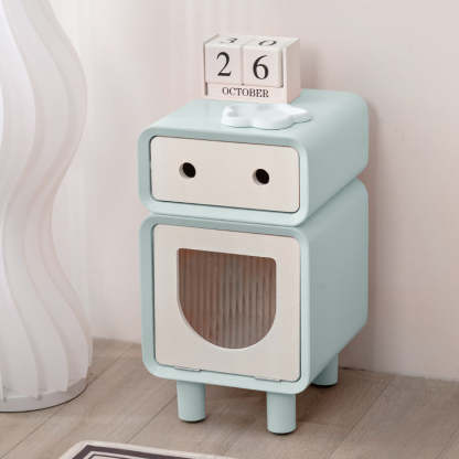 Robot-Shaped Rounded Nightstand 2-Drawer