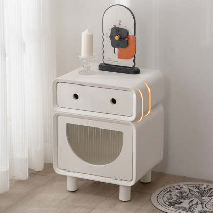Robot-Shaped Rounded Nightstand 2-Drawer