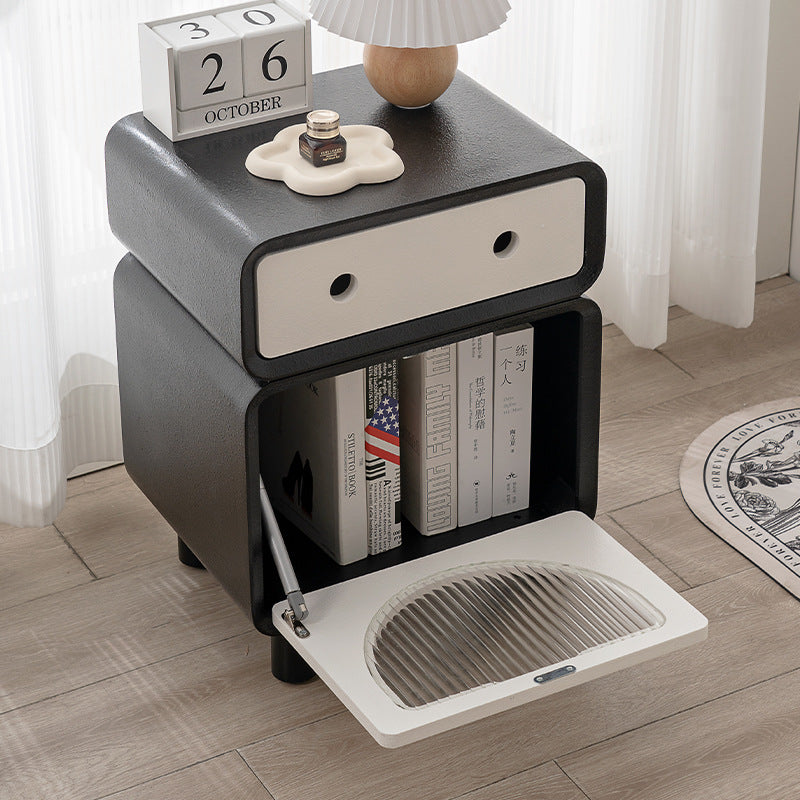 Robot-Shaped Rounded Nightstand 2-Drawer — Black