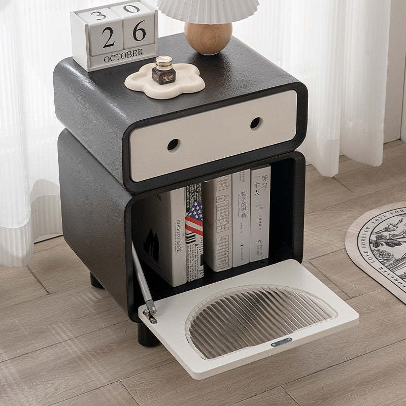 Robot-Shaped Rounded Nightstand 2-Drawer — Black