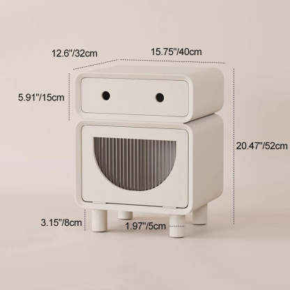 Robot-Shaped Rounded Nightstand 2-Drawer — Blue