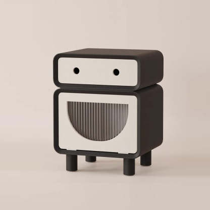 Robot-Shaped Rounded Nightstand 2-Drawer